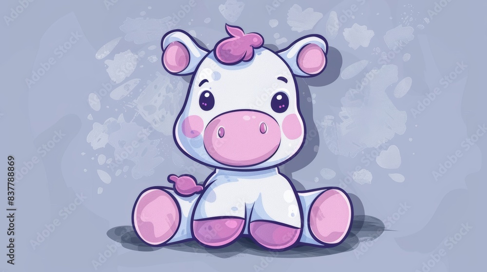 Modern illustration of cute soft dolls, stuffed sewing toys, cartoon animals Modern illustration of cute soft dolls, stuffed sewing toys, cartoon animals