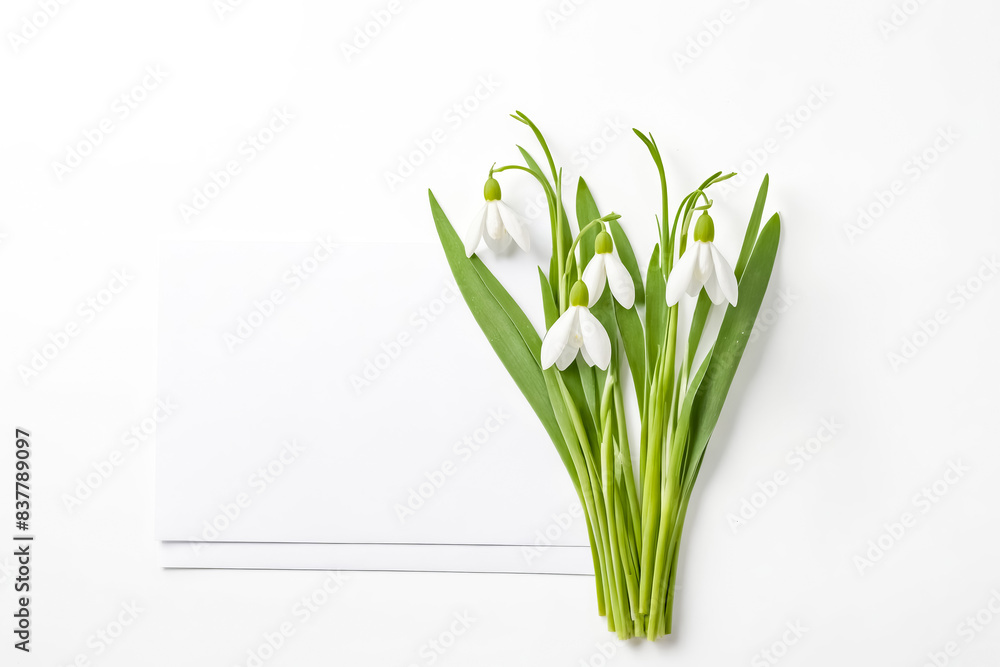 Fototapeta premium Snowdrops and Blank Card