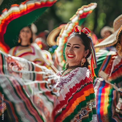 Beautiful Mexican Woman dancing with Traditional Clothes Celebrating independence day  © Muhammad