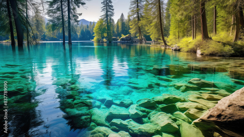 Crystal Clear Lake in Tranquil Forest