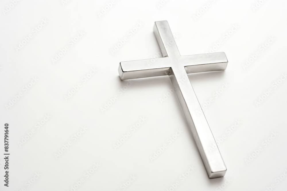 Silver Cross on White Background Silver Cross on White Background