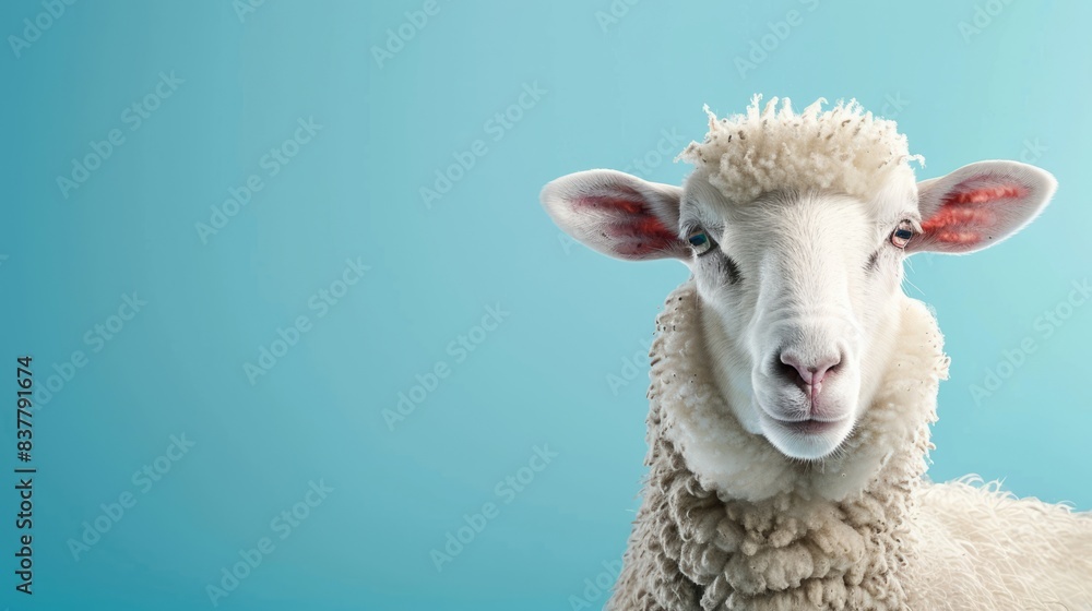 Eid al adha mubarak greeting card featuring a charming white ram on a blue background – traditional muslim holiday celebration with sheep – eid al adha concept banner with space for text Eid al adha mubarak greeting card featuring a charming white ram on a blue background – traditional muslim holiday celebration with sheep – eid al adha concept banner with space for text