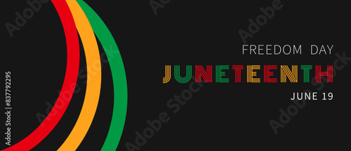 abstract juneteenth concept red green yellow rings pattern geometric black background banner vector template