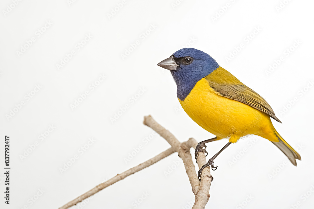 Fototapeta premium Yellow and Blue Bird Perched on a Branch