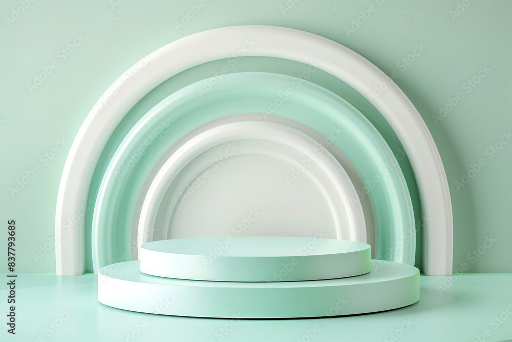 Abstract mint background with 3d round podium. Abstract mint background with 3d round podium.