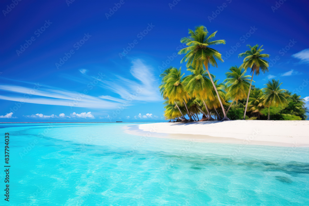 Fototapeta premium Idyllic Tropical Beach Escape With Crystal Waters