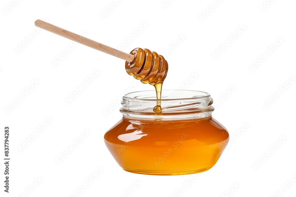 Honey in glass jar isolated on transparent background. Honey in glass jar isolated on transparent background.