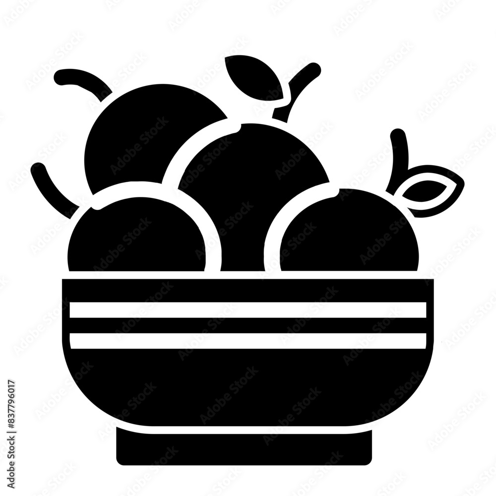 oranges in a bowl. glyph icon style oranges in a bowl. glyph icon style
