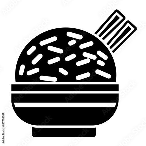 rice in a bowl glyph icon style
