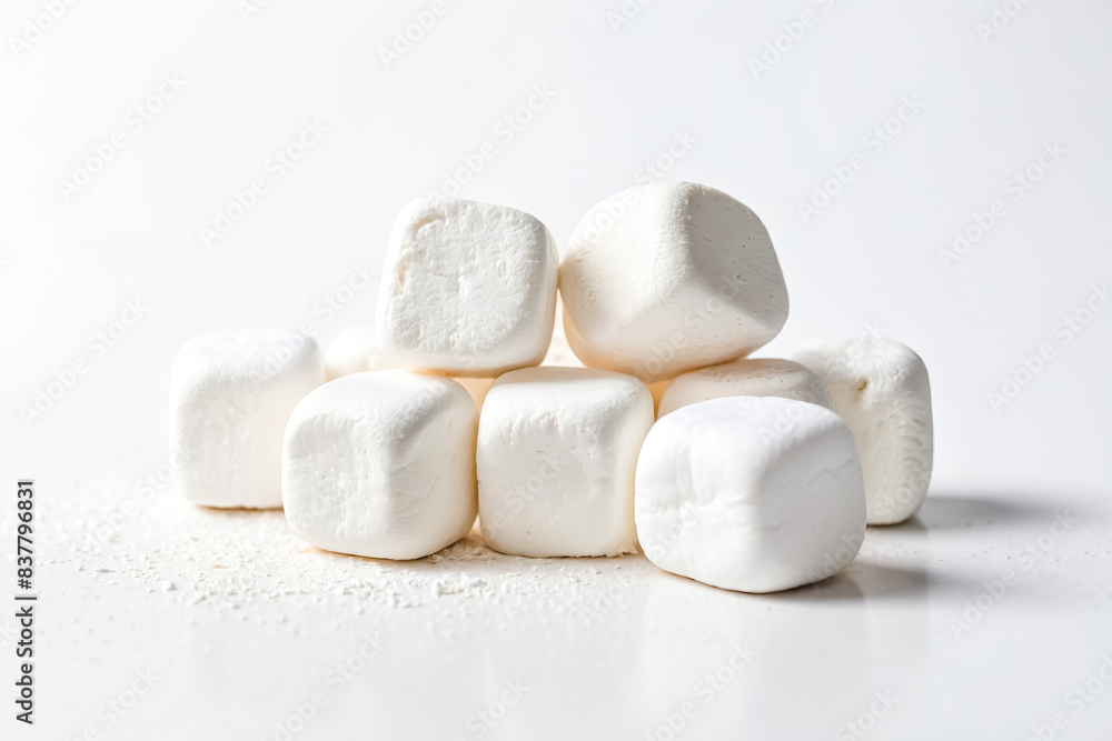 Stacked Marshmallows on White Background Stacked Marshmallows on White Background