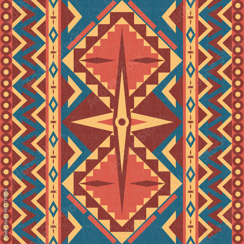 Fabric pattern native american design geometric pattern navajo , boho , american indian
style pattern seamless vector for fabric patterns, curtains or home decorations.