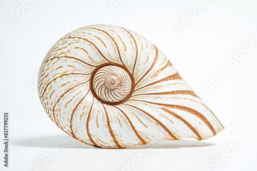 Nautilus Shell Close Up on White Background