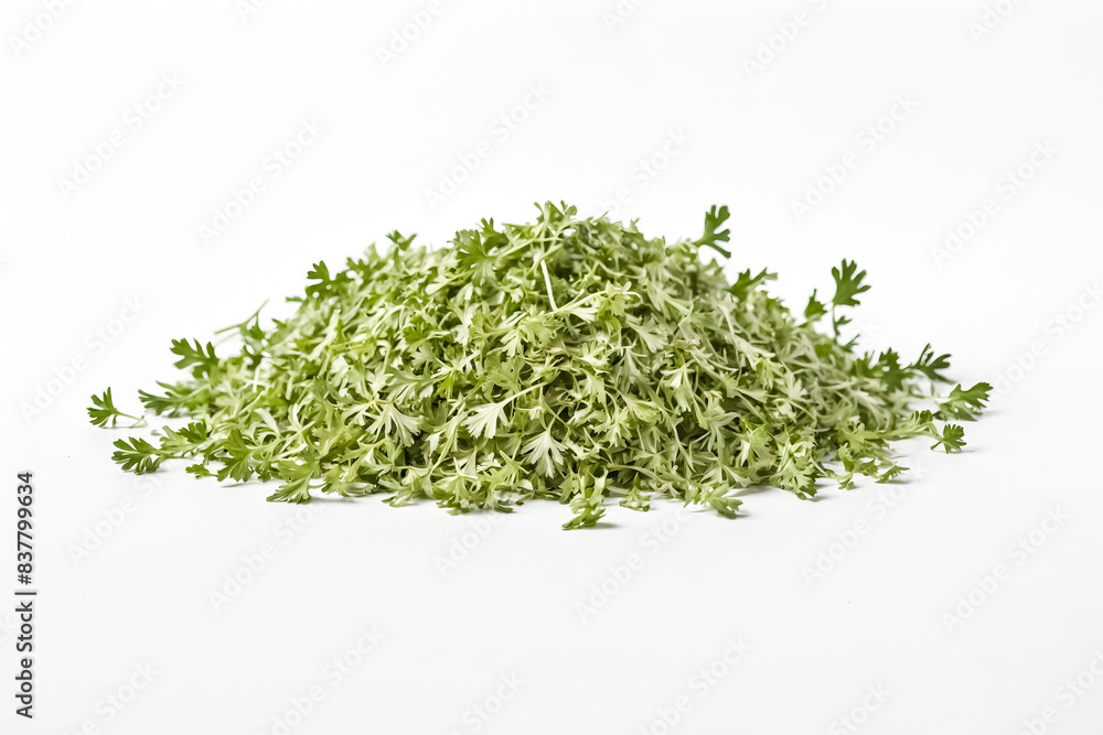 Fresh Green Parsley Leaves on White Background Fresh Green Parsley Leaves on White Background