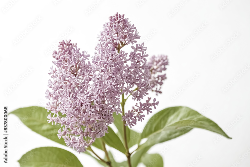 Lilac Blossoms on a White Background