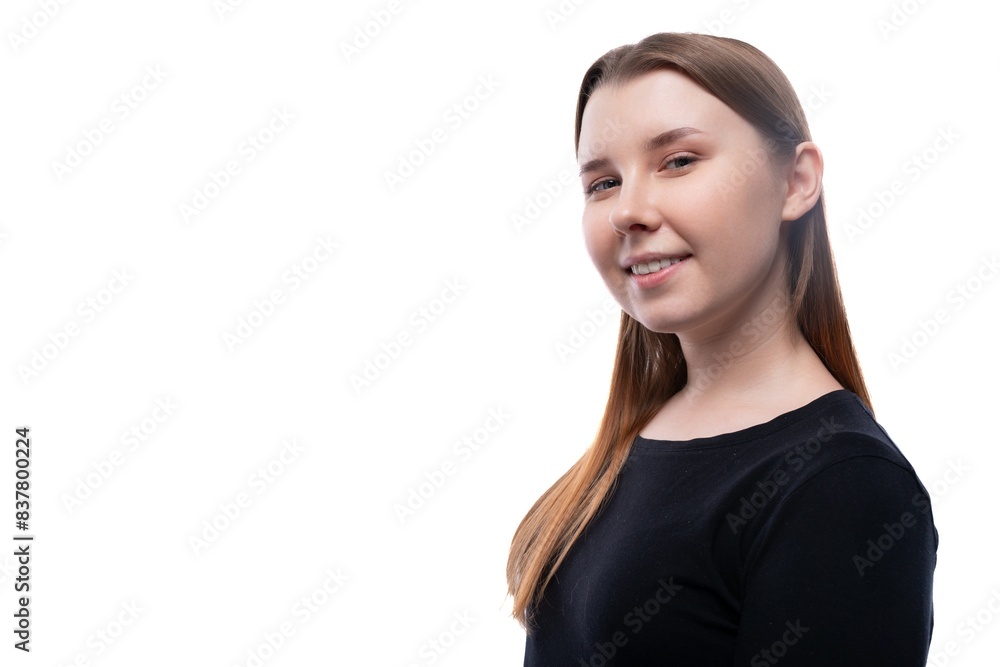 10 year old cute Caucasian girl with brown hair close-up on white background 10 year old cute Caucasian girl with brown hair close-up on white background