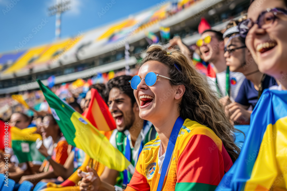 International fans from different countries celebrate the 2024 Olympic Games together in Paris. International fans from different countries celebrate the 2024 Olympic Games together in Paris.