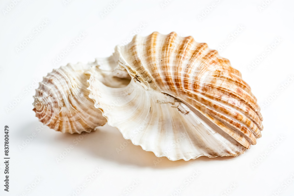 Close-up of a seashell with a white background Close-up of a seashell with a white background