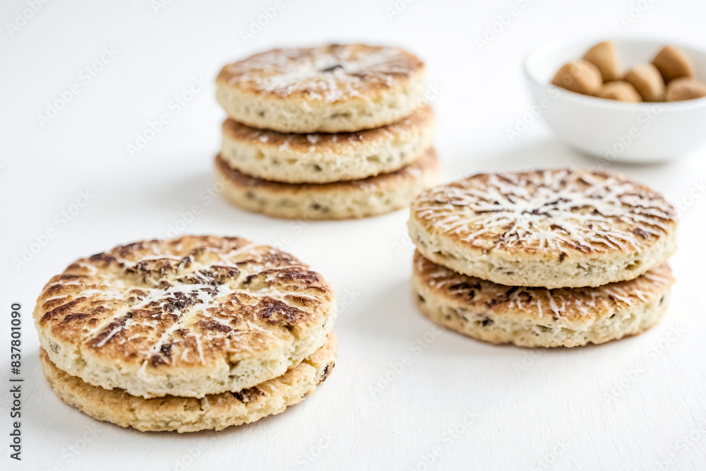 Delicious pastries on a white background