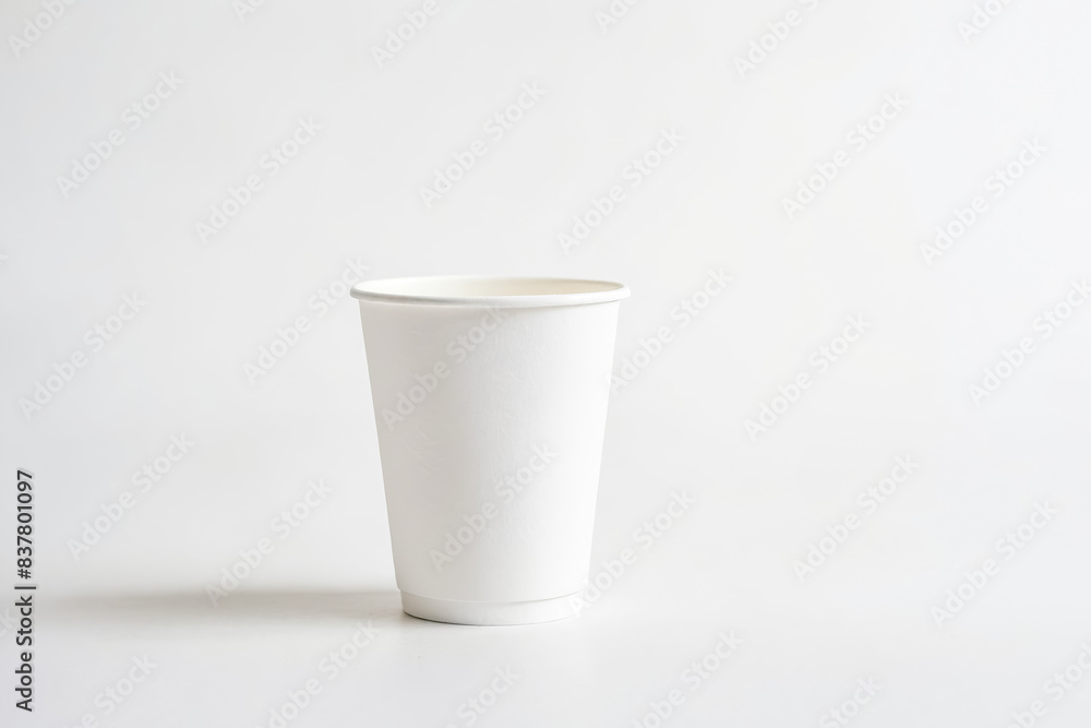 Blank White Paper Cup on White Background