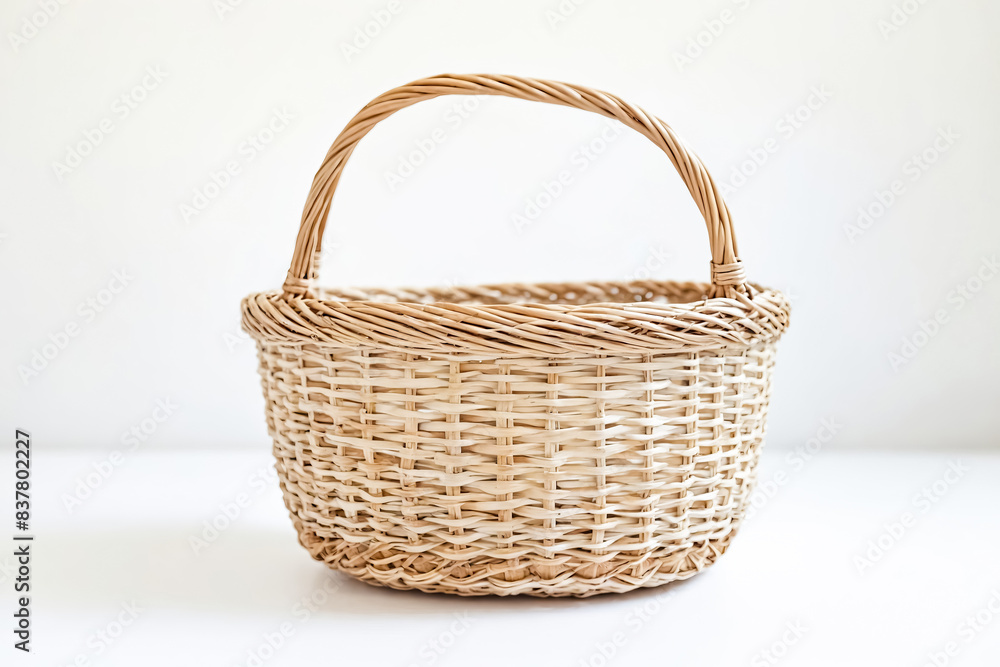 Empty Woven Basket on White Background Empty Woven Basket on White Background