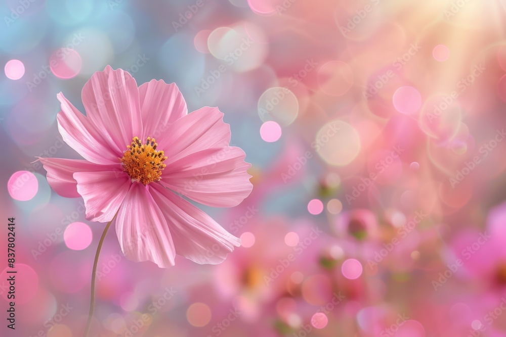 Single pink flower amidst field Single pink flower amidst field
