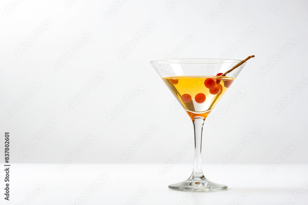 Martini with Cherries on a White Background Martini with Cherries on a White Background