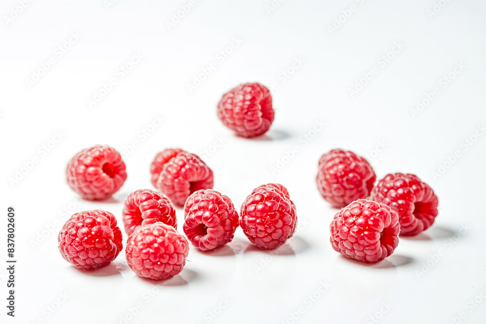 Close-up of Raspberries on White Background Close-up of Raspberries on White Background