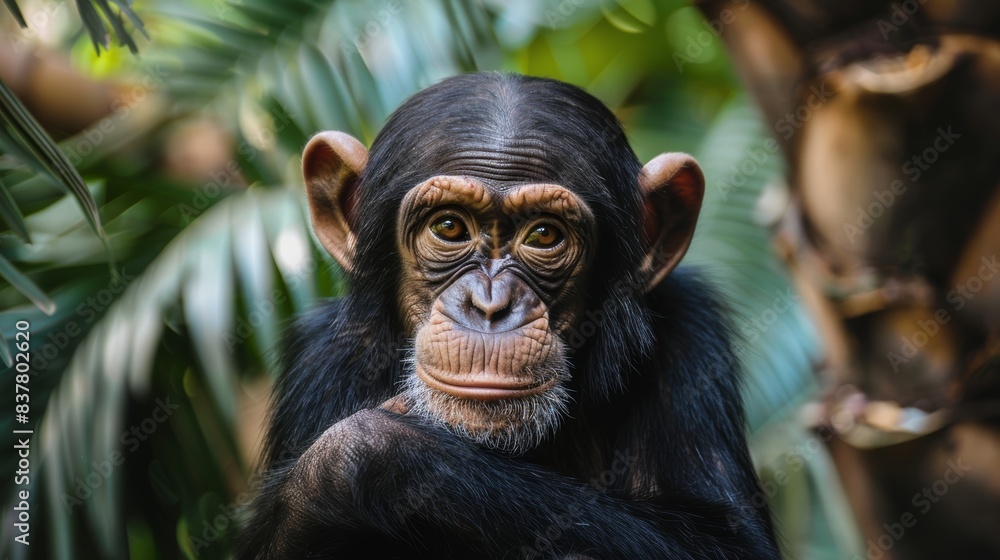 Closeup of Chimpanzee Looking Thoughtful