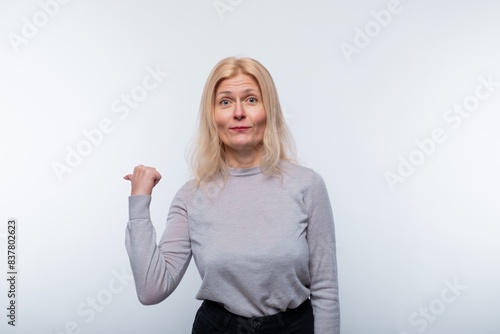 Cute mature blonde woman reports interesting news