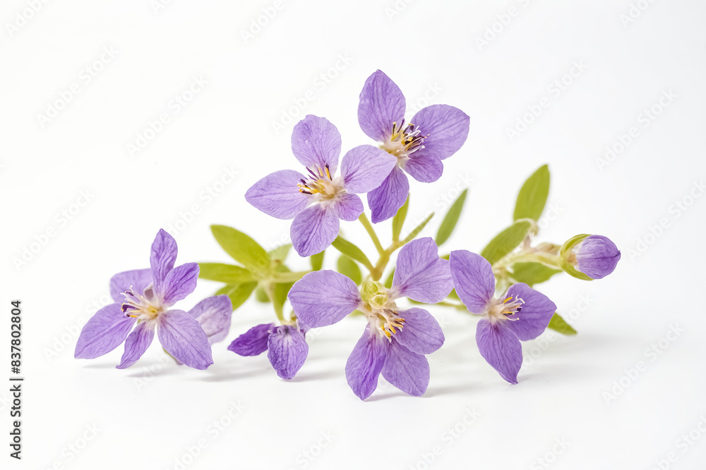 Fototapeta premium Delicate Purple Flowers on a White Background