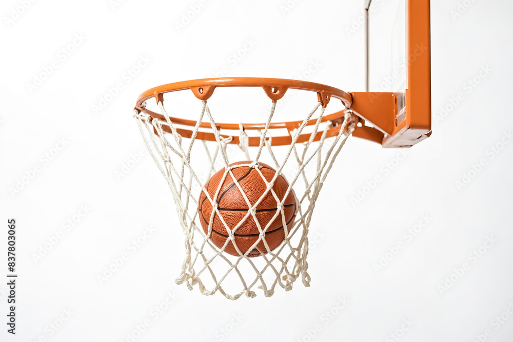 Basketball in a hoop isolated on white background Basketball in a hoop isolated on white background