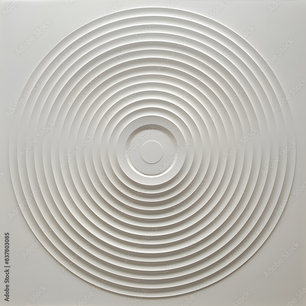 Obraz premium Concentric white circles, radiating from center on white background 
