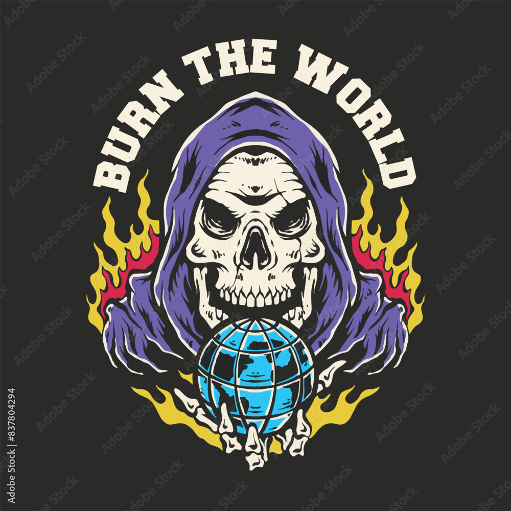 Fototapeta premium Burn the world clothing merchandise graphic vector
