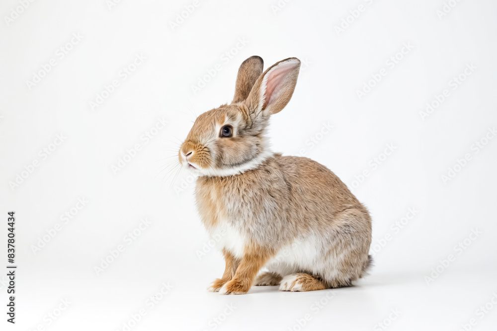 Adorable Brown Rabbit Sitting on White Background Adorable Brown Rabbit Sitting on White Background