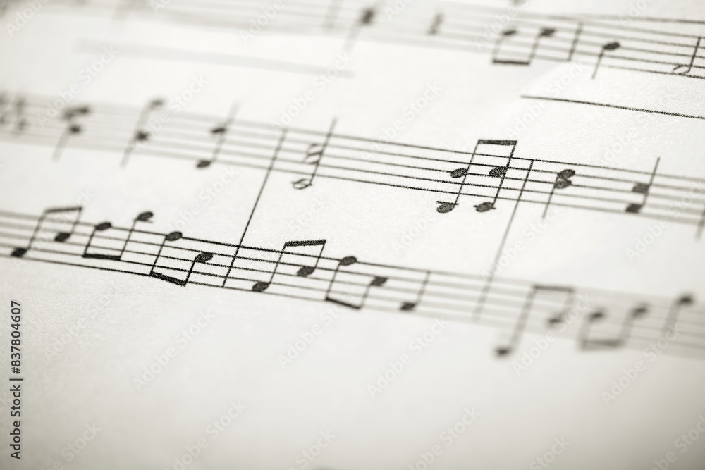 Fototapeta premium Close-up of a score printed on paper