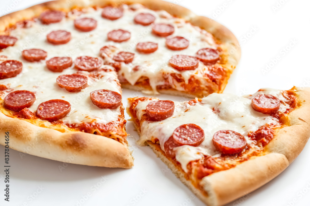 Delicious Pepperoni Pizza with a Slice Removed Delicious Pepperoni Pizza with a Slice Removed