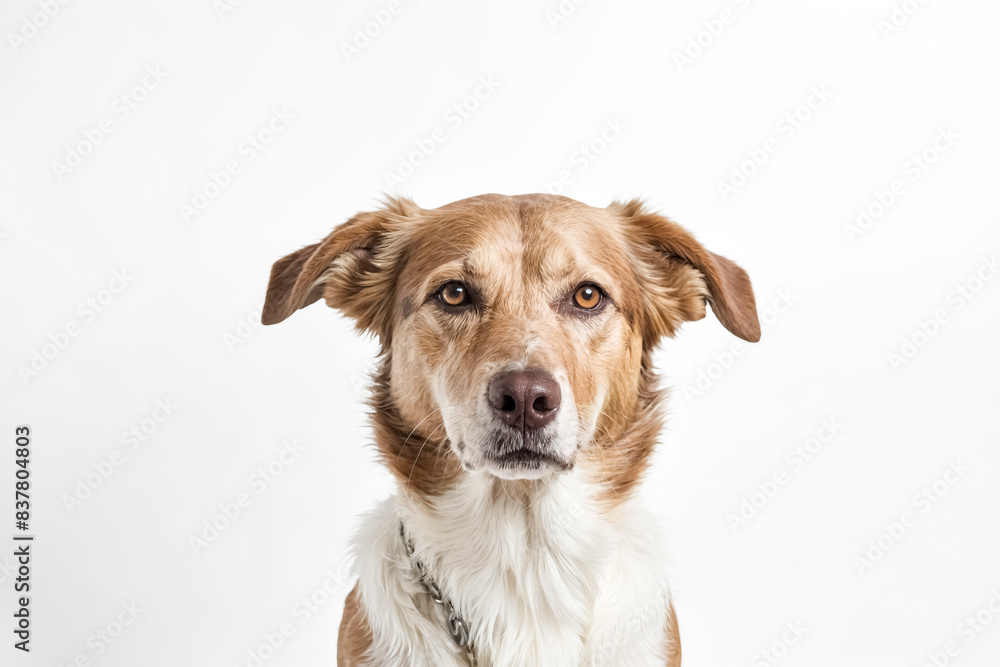 Portrait of a Brown and White Dog with a Serious Expression Portrait of a Brown and White Dog with a Serious Expression