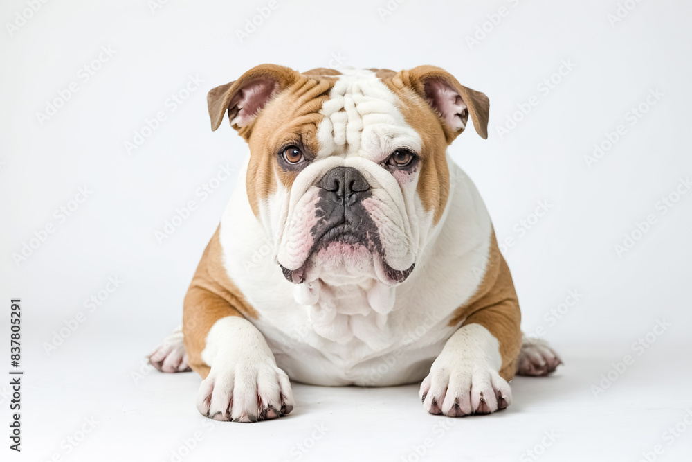 Bulldog lying down, looking at camera Bulldog lying down, looking at camera