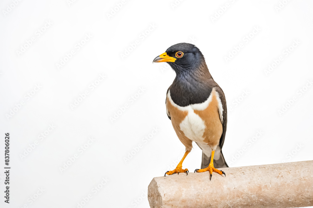 Bird with Orange Beak and White and Brown Feathers Standing on Branch Bird with Orange Beak and White and Brown Feathers Standing on Branch