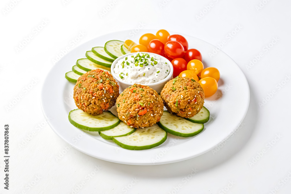 Falafel with cucumber and tomato salad Falafel with cucumber and tomato salad