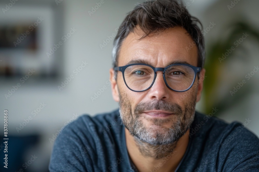 Man, glasses, beard, sitting Man, glasses, beard, sitting