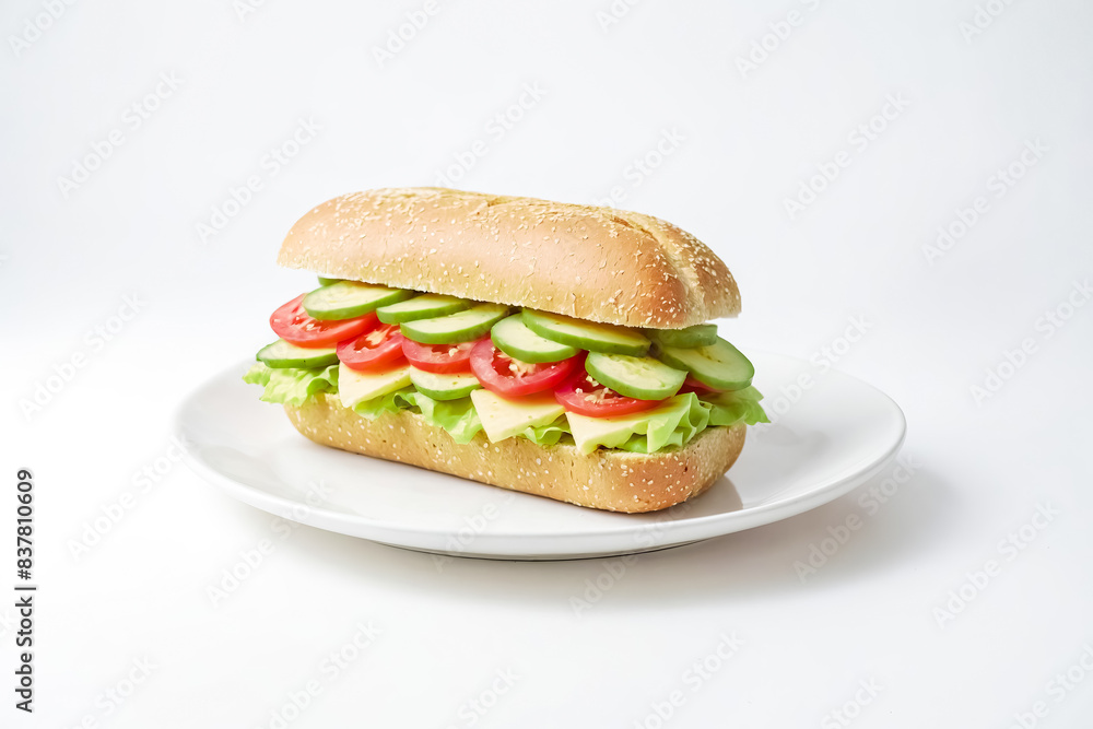 Fresh Veggie Sandwich on a White Plate Fresh Veggie Sandwich on a White Plate