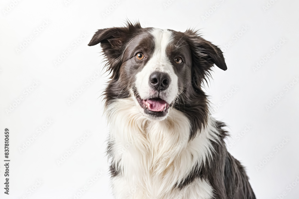 Happy Border Collie with Brown and White Fur Happy Border Collie with Brown and White Fur