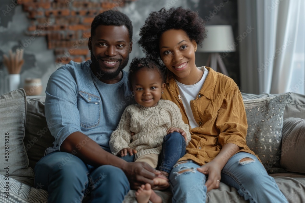 Man, woman, baby on couch Man, woman, baby on couch