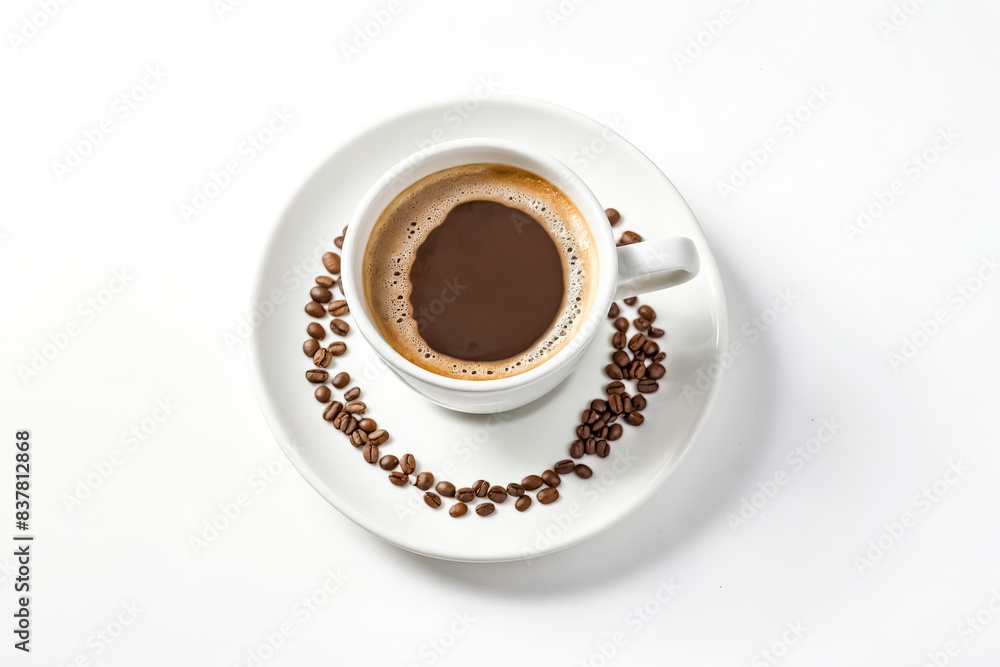 Cup of Coffee with Coffee Beans Cup of Coffee with Coffee Beans