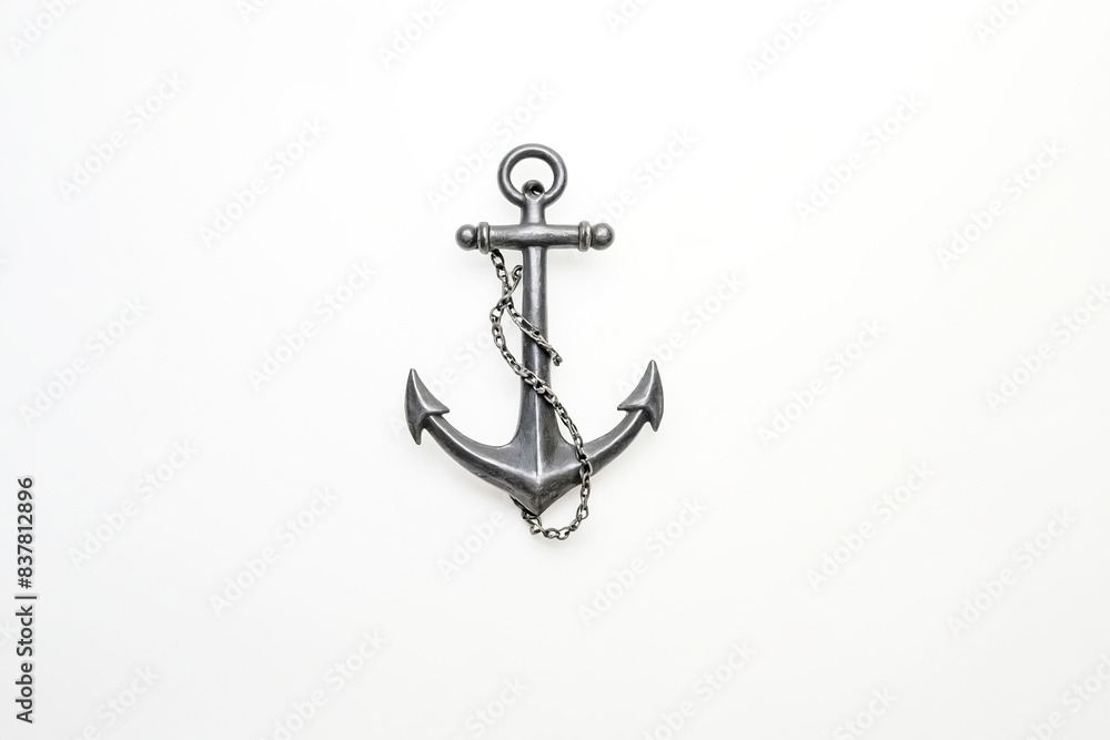 Black Anchor with Chain on White Background Black Anchor with Chain on White Background