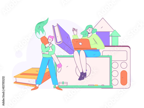 Education and learning people flat vector concept hand drawn illustration 