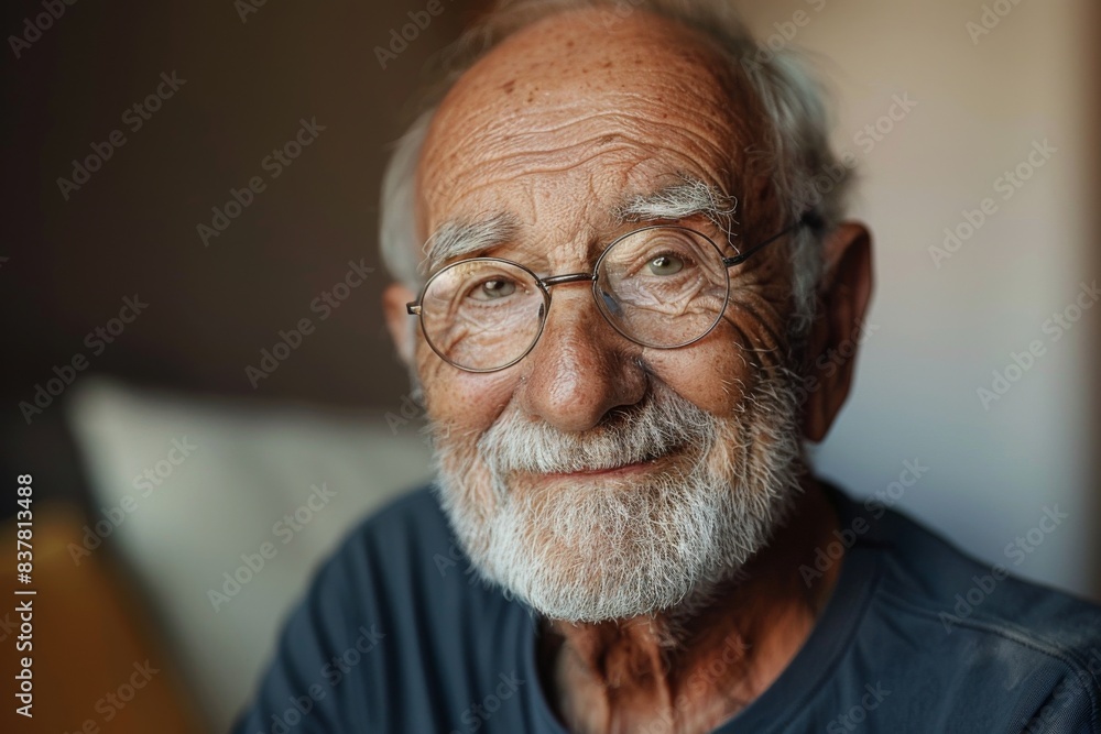 Smiling elderly man with glasses and beard Smiling elderly man with glasses and beard