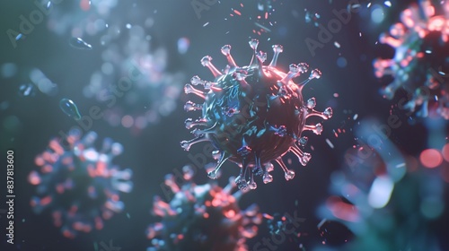Adeno-associated virus (AAV), 3d illustration. A highly detailed and realistic 3D rendering of the Adeno-associated virus (AAV), showcasing its intricate capsid structure photo