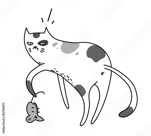 Cat removes a dead mouse